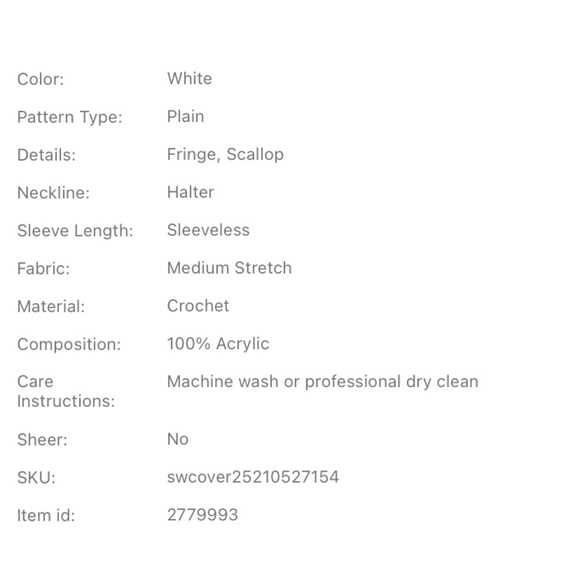 NWOT - Fringe Hem Crochet Cover Up - Picture 3 of 3